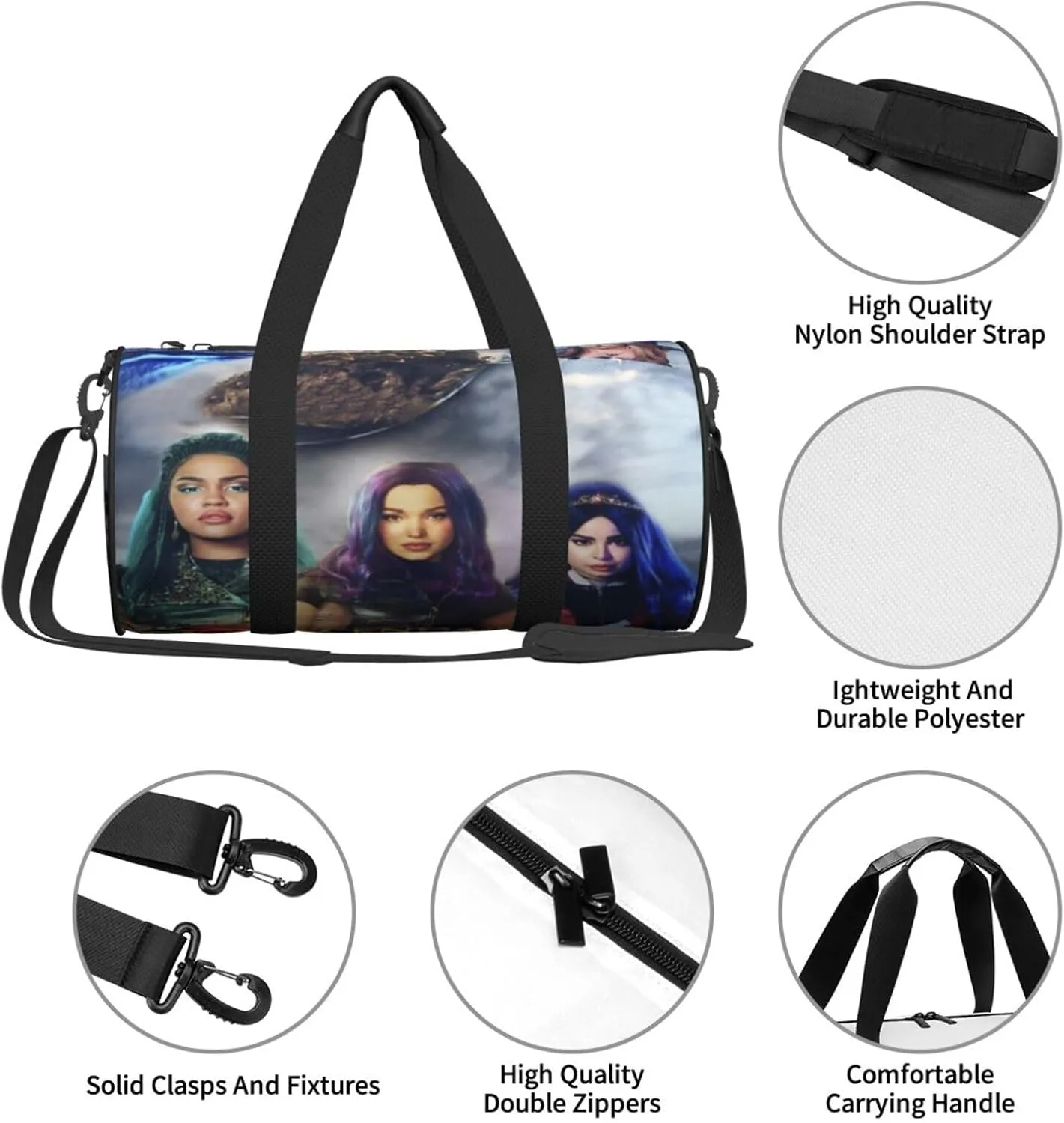 Desc-endants 3 Gym Bag for Women and Men, Gyms Waterproof Dufflebag Lightweight Carryon Gymbag