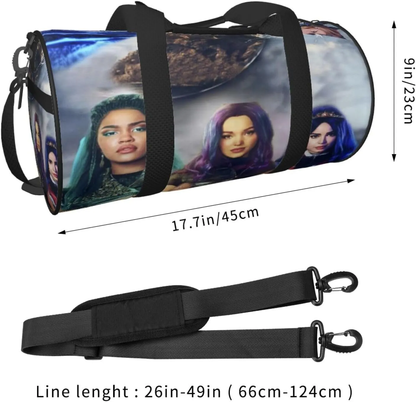 Desc-endants 3 Gym Bag for Women and Men, Gyms Waterproof Dufflebag Lightweight Carryon Gymbag