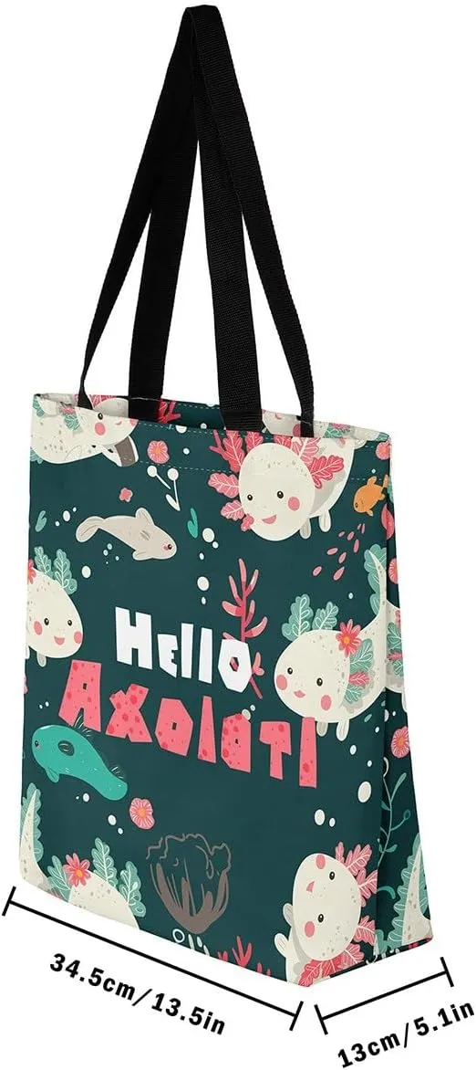 Dinosaur Canvas Tote Bag for Women,Kawaii Dino Large Shoulder Bag Cartoon Dinosaurios Cotton Bags
