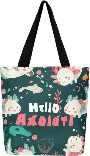 Dinosaur Canvas Tote Bag for Women,Kawaii Dino Large Shoulder Bag Cartoon Dinosaurios Cotton Bags