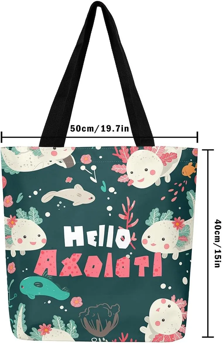 Dinosaur Canvas Tote Bag for Women,Kawaii Dino Large Shoulder Bag Cartoon Dinosaurios Cotton Bags
