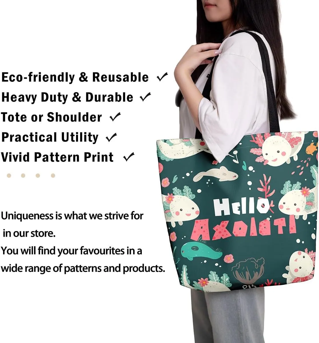 Dinosaur Canvas Tote Bag for Women,Kawaii Dino Large Shoulder Bag Cartoon Dinosaurios Cotton Bags