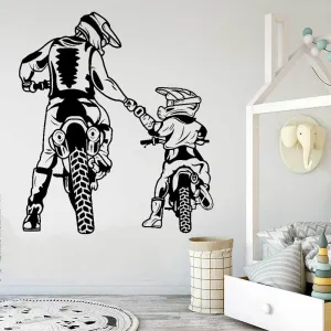 Dirt Bike Wall Sticker Motorcycle Family Father Son Mountain Buggy Track boy Room Decoration Vinyl Sticker