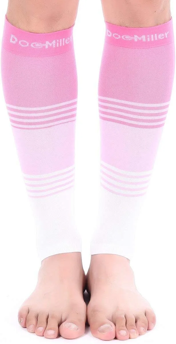 Doc Miller Compression Calf Sleeve for Men & Women, Medical Grade, 20-30mmHg Graduated Support for Running, Calf Tear, Shin Splints, Knee High, Calf Sleeves, Stripes Design, Small, 1 Pair