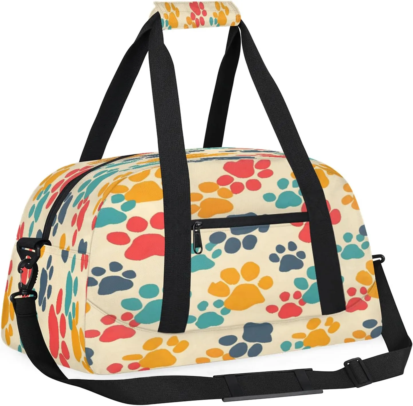 Dog Paw Print Pet Small Gym Bag 18 inch Carry On Duffel Bag for Weekender Travel Sports Workout Yoga Gymnastics Dance Ballet