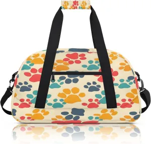 Dog Paw Print Pet Small Gym Bag 18 inch Carry On Duffel Bag for Weekender Travel Sports Workout Yoga Gymnastics Dance Ballet