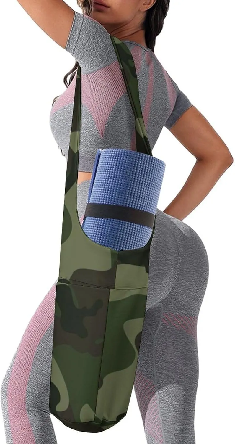 Donnapink Yoga Mat Bag, Canvas Storage Bag with Pocket Shoulder Strap, Fashion Mat Bag
