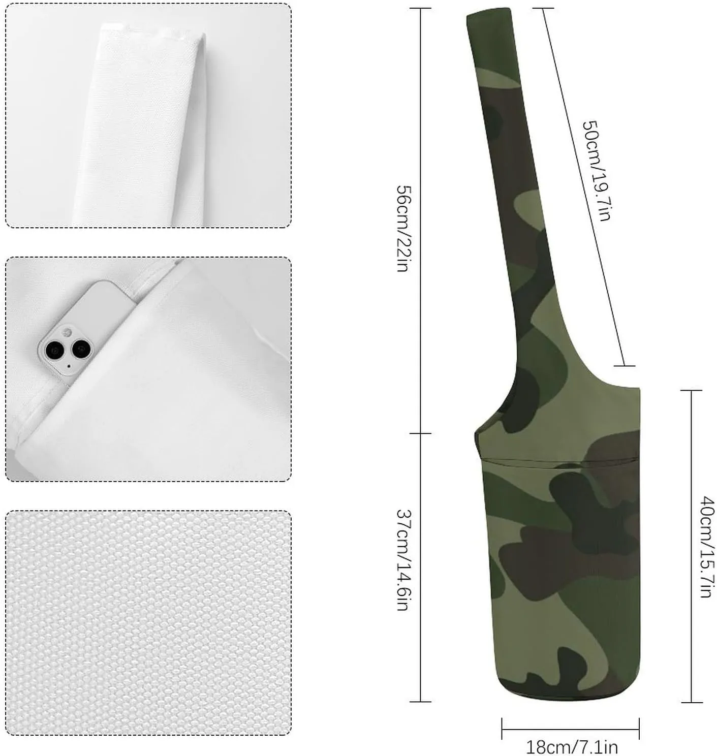 Donnapink Yoga Mat Bag, Canvas Storage Bag with Pocket Shoulder Strap, Fashion Mat Bag