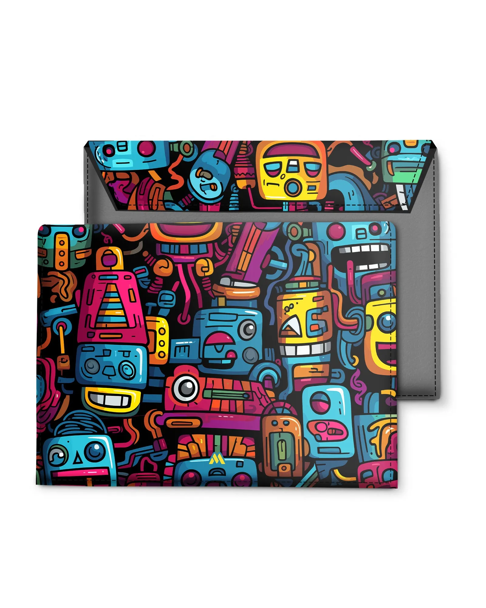 Doodle Robots Leather Laptop Envelope Sleeve