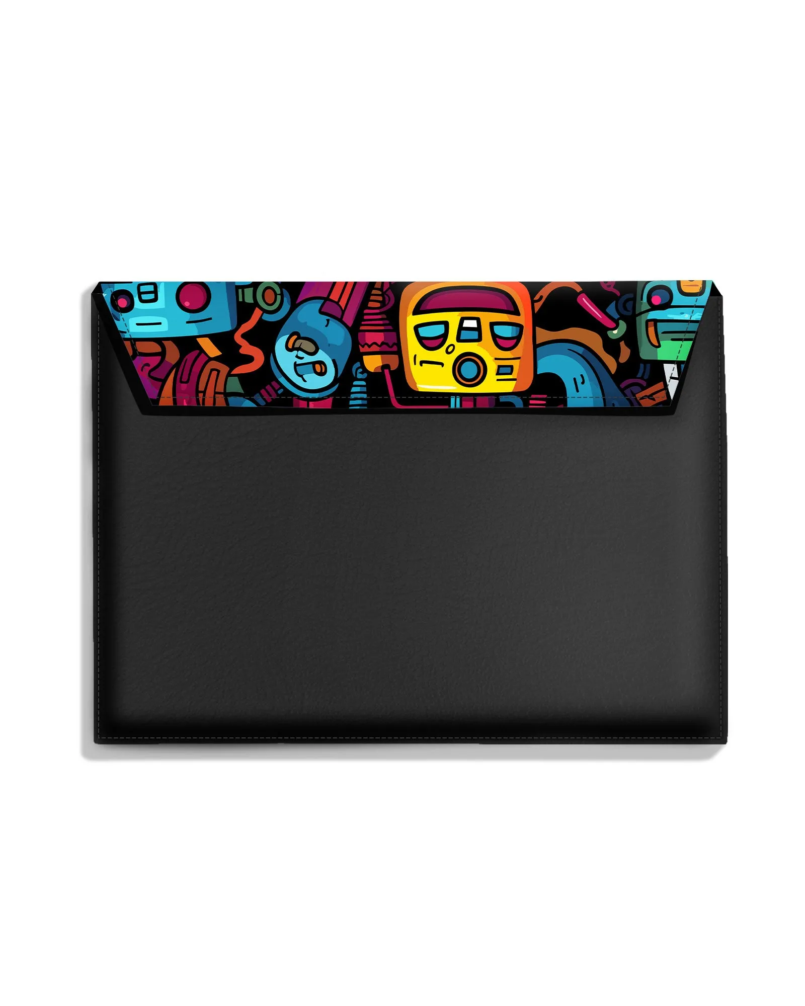 Doodle Robots Leather Laptop Envelope Sleeve