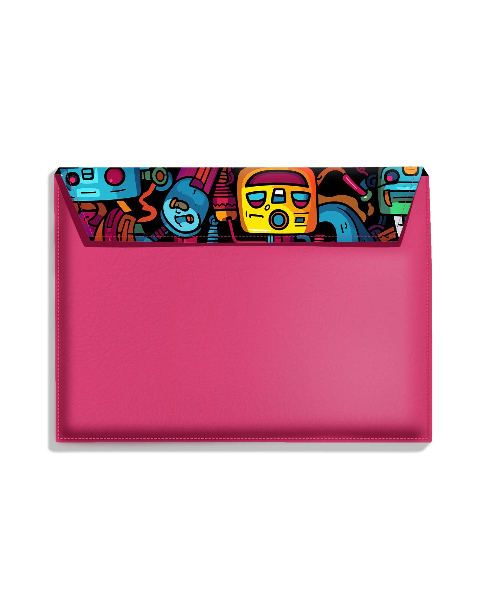 Doodle Robots Leather Laptop Envelope Sleeve