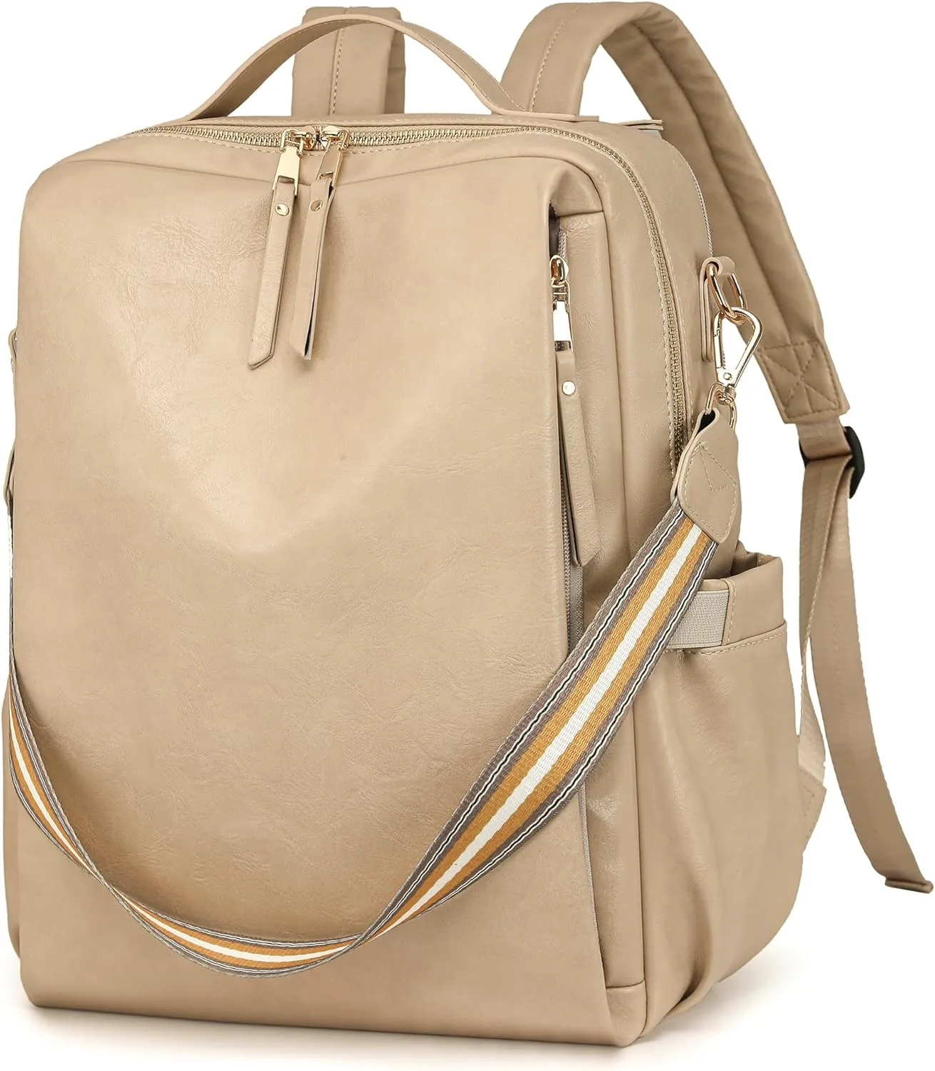 Dora & Liz Laptop Backpack for Women, Leather Travel Backpack with 15.6 Inch Laptop Compartment, College Work Computer Bag