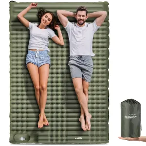 Double Camping Pad | 79"x55" TPU Air Mattress with Foot Pump | Waterproof 40D Nylon Sleeping Pad for Two