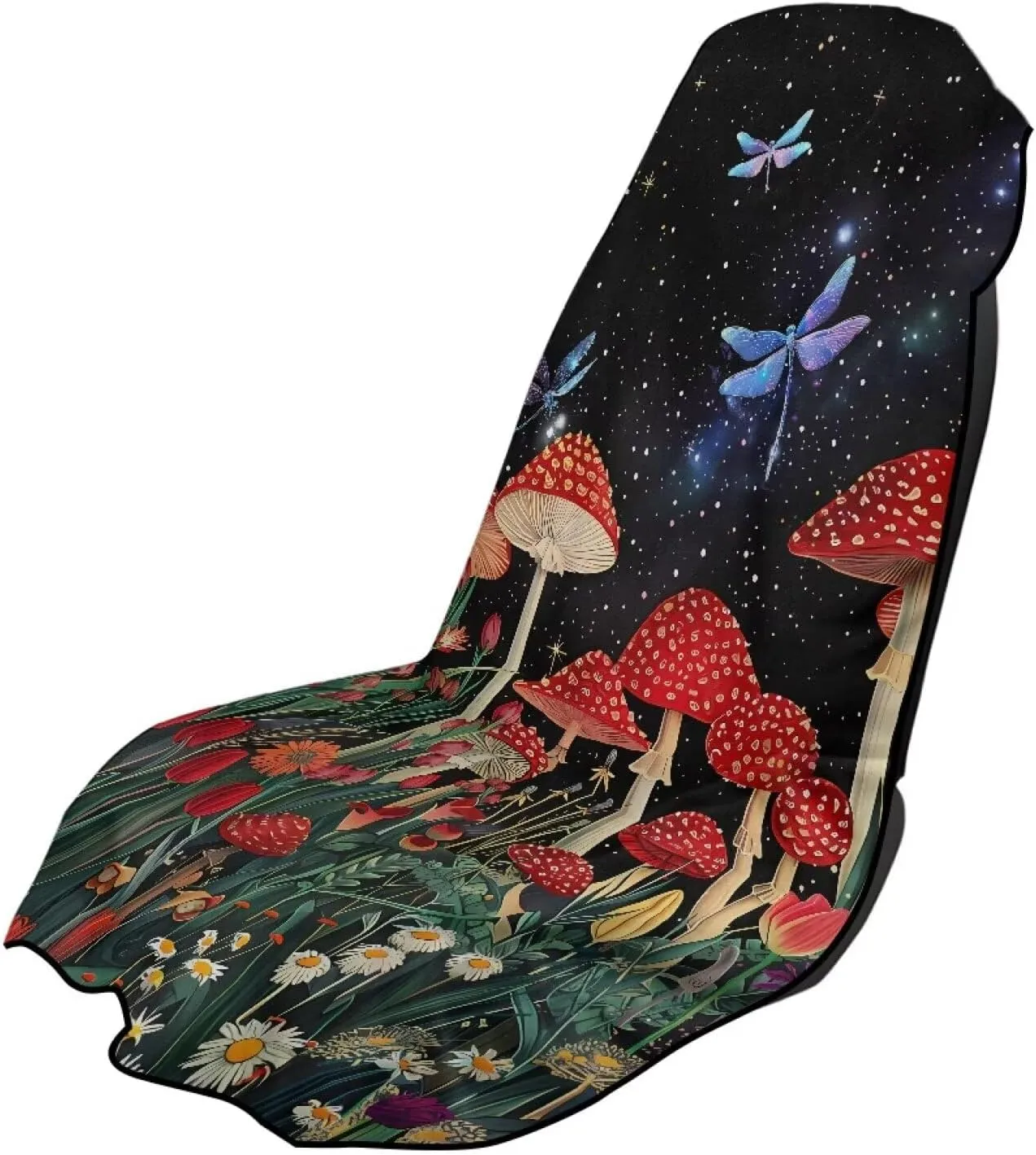 Dragonfly Mushroom Sweat Towel Car Seat Cover Washable Car Seat Protector from Sweat, Food, Dirt, Fit Gym, Swimming, Workout, Waterproof Universal Seat Cover for Car, Truck, Van & SUV