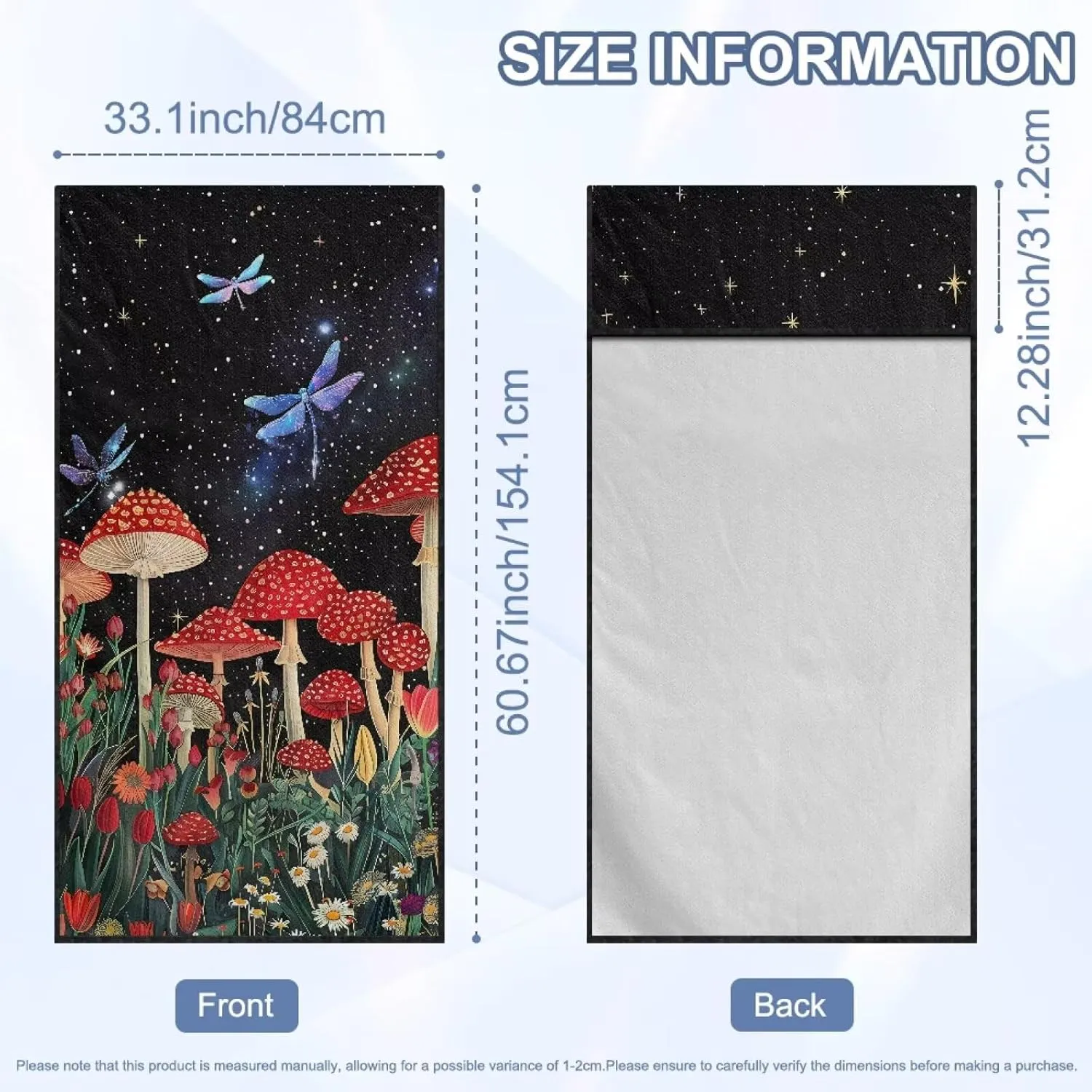 Dragonfly Mushroom Sweat Towel Car Seat Cover Washable Car Seat Protector from Sweat, Food, Dirt, Fit Gym, Swimming, Workout, Waterproof Universal Seat Cover for Car, Truck, Van & SUV