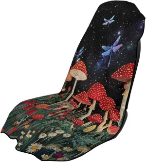 Dragonfly Mushroom Sweat Towel Car Seat Cover Washable Car Seat Protector from Sweat, Food, Dirt, Fit Gym, Swimming, Workout, Waterproof Universal Seat Cover for Car, Truck, Van & SUV