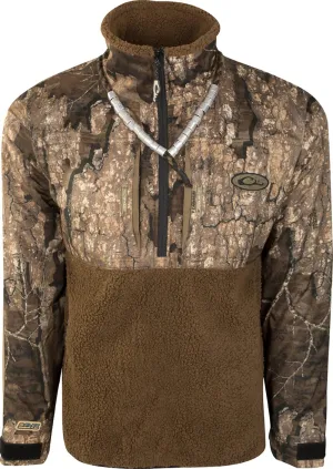 Drake Waterfowl Men's Standard Waterfowl Hunting Waterproof Breathable MST Guardian Flex Sherpa Fleece Eqwader 1/4 Zip Jacket, XXX-Large, Realtree Timber