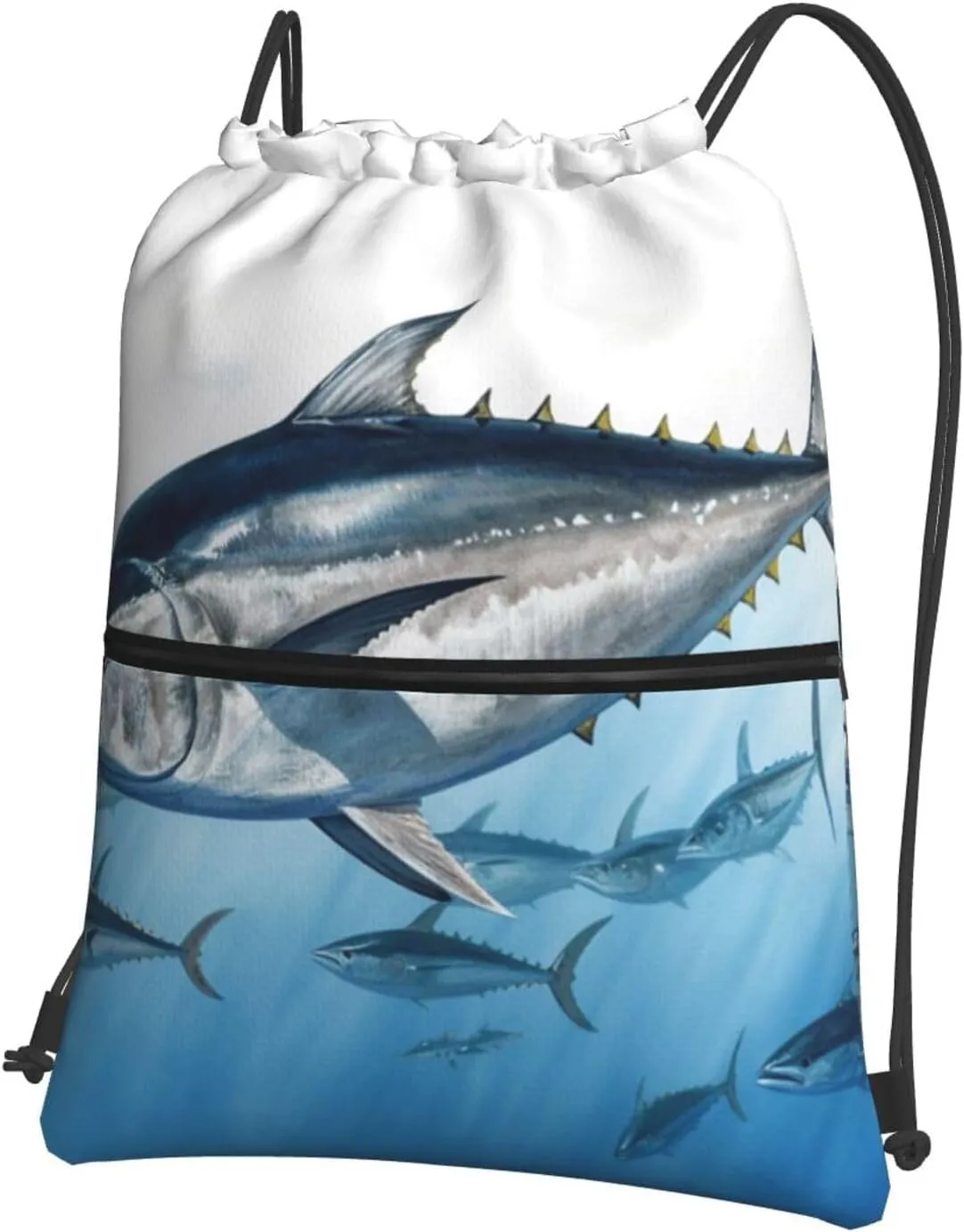 Drawstring Backpack Bluefin Tuna Thunnus String Bag Sackpack Foldable Backpack Sports Gym Bag for Shopping Yoga