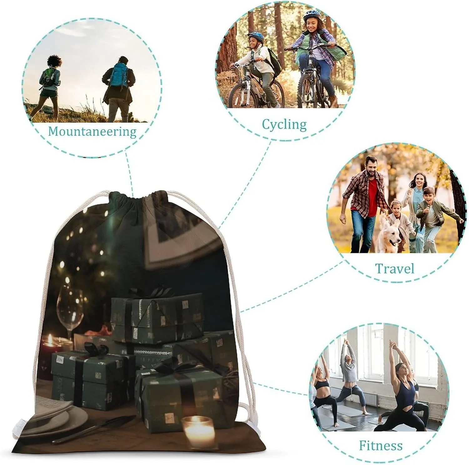 Drawstring Backpack Gifts on The Table String Bag Sackpack Foldable Backpack Sports Gym Bag for Shopping Yoga