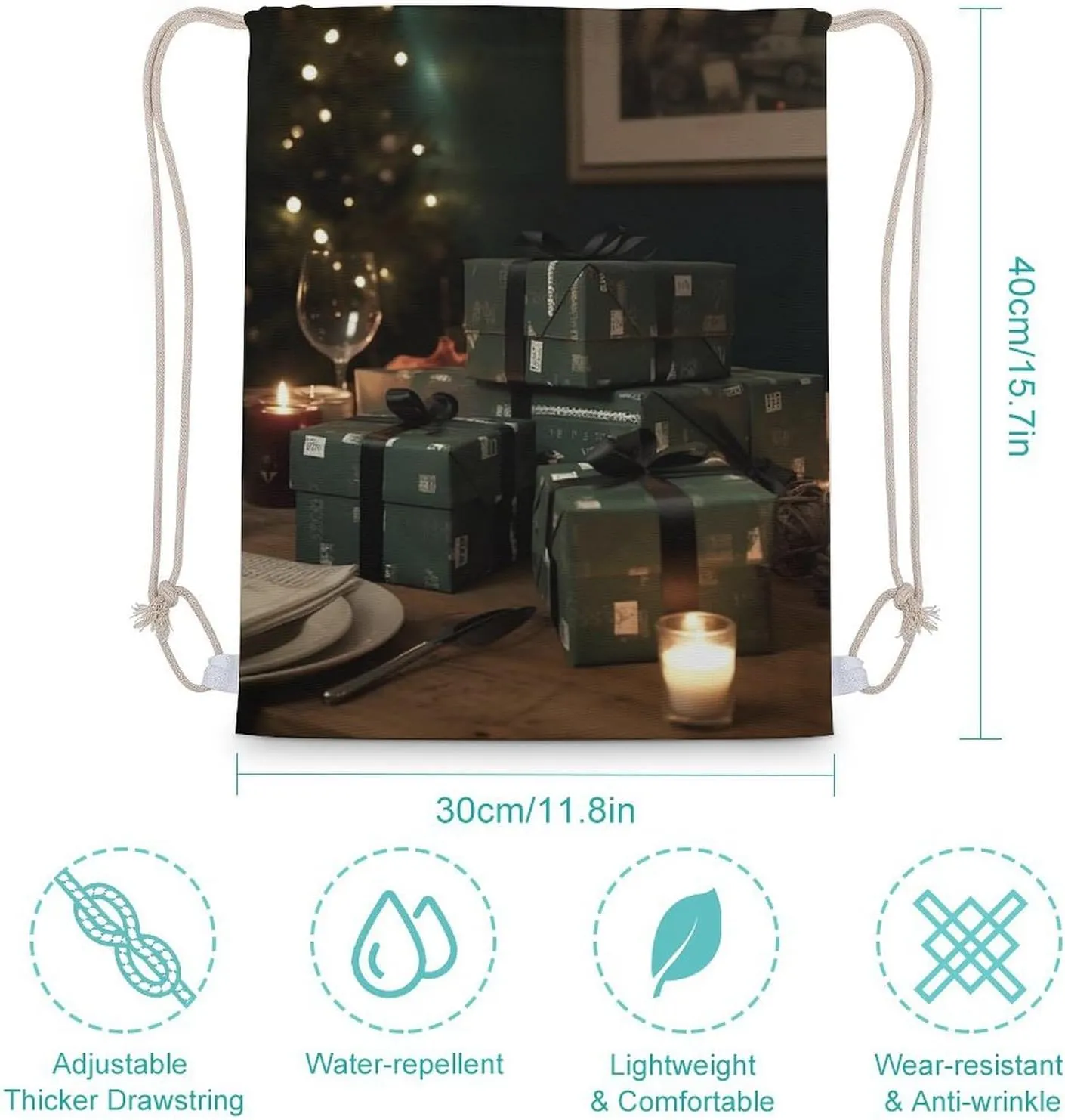 Drawstring Backpack Gifts on The Table String Bag Sackpack Foldable Backpack Sports Gym Bag for Shopping Yoga