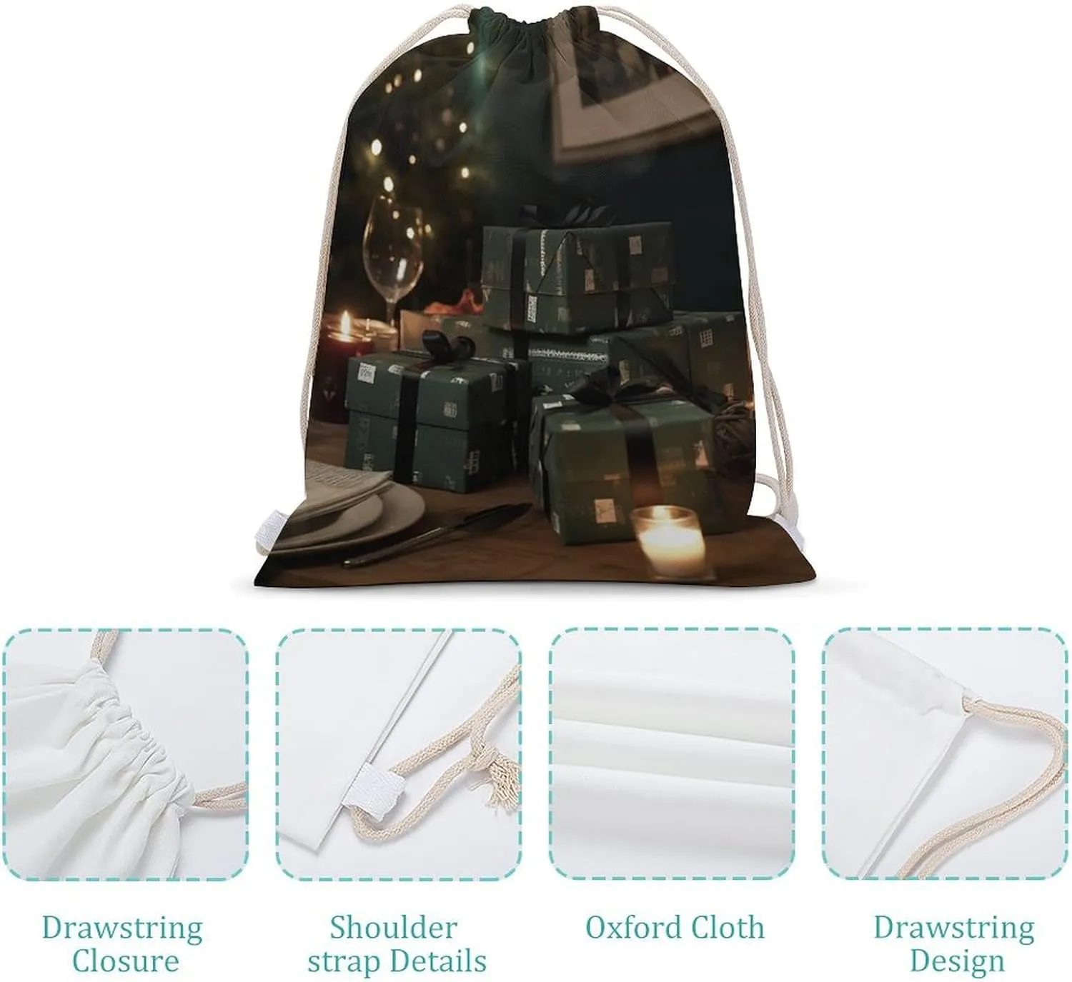 Drawstring Backpack Gifts on The Table String Bag Sackpack Foldable Backpack Sports Gym Bag for Shopping Yoga