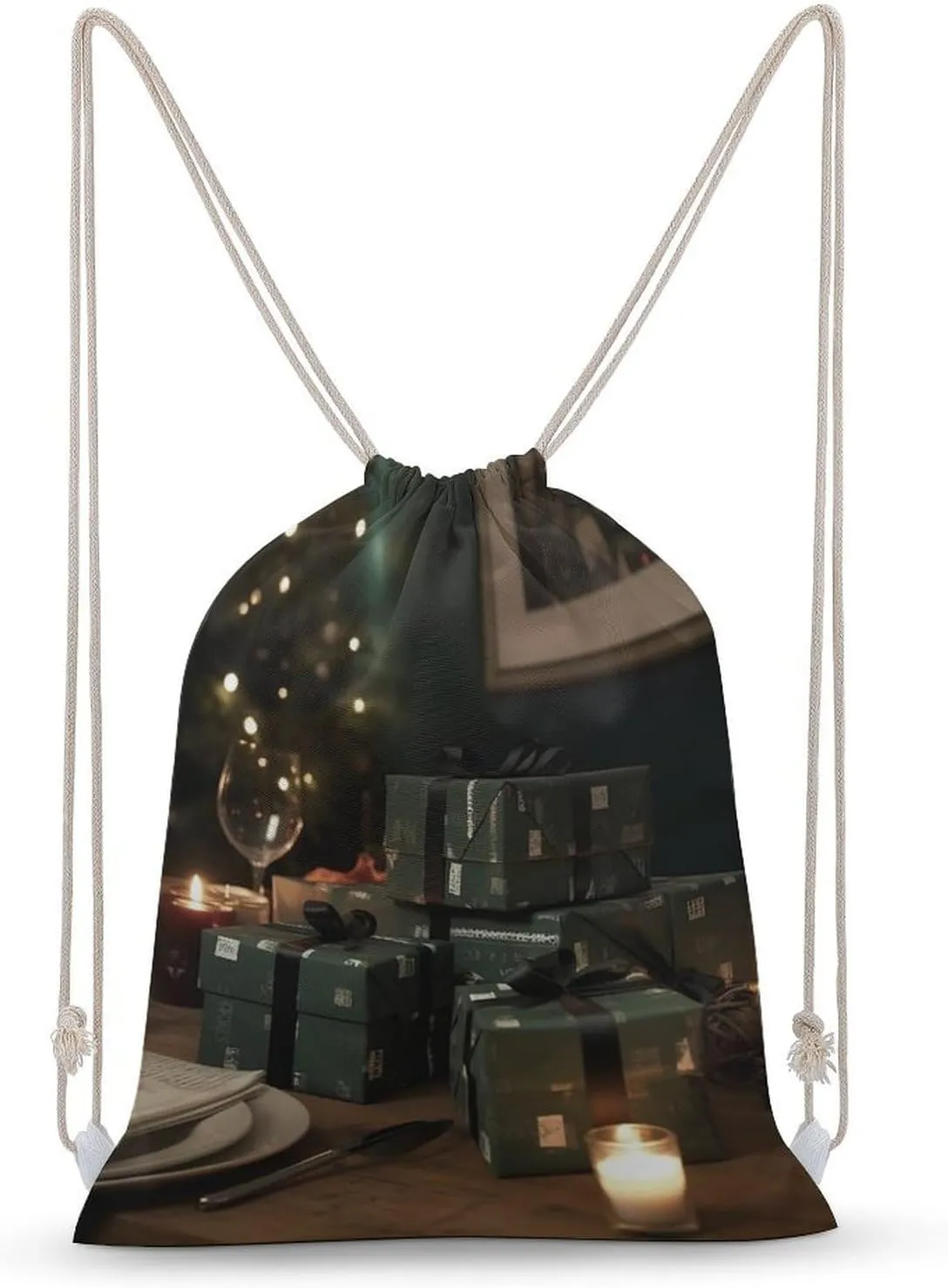 Drawstring Backpack Gifts on The Table String Bag Sackpack Foldable Backpack Sports Gym Bag for Shopping Yoga