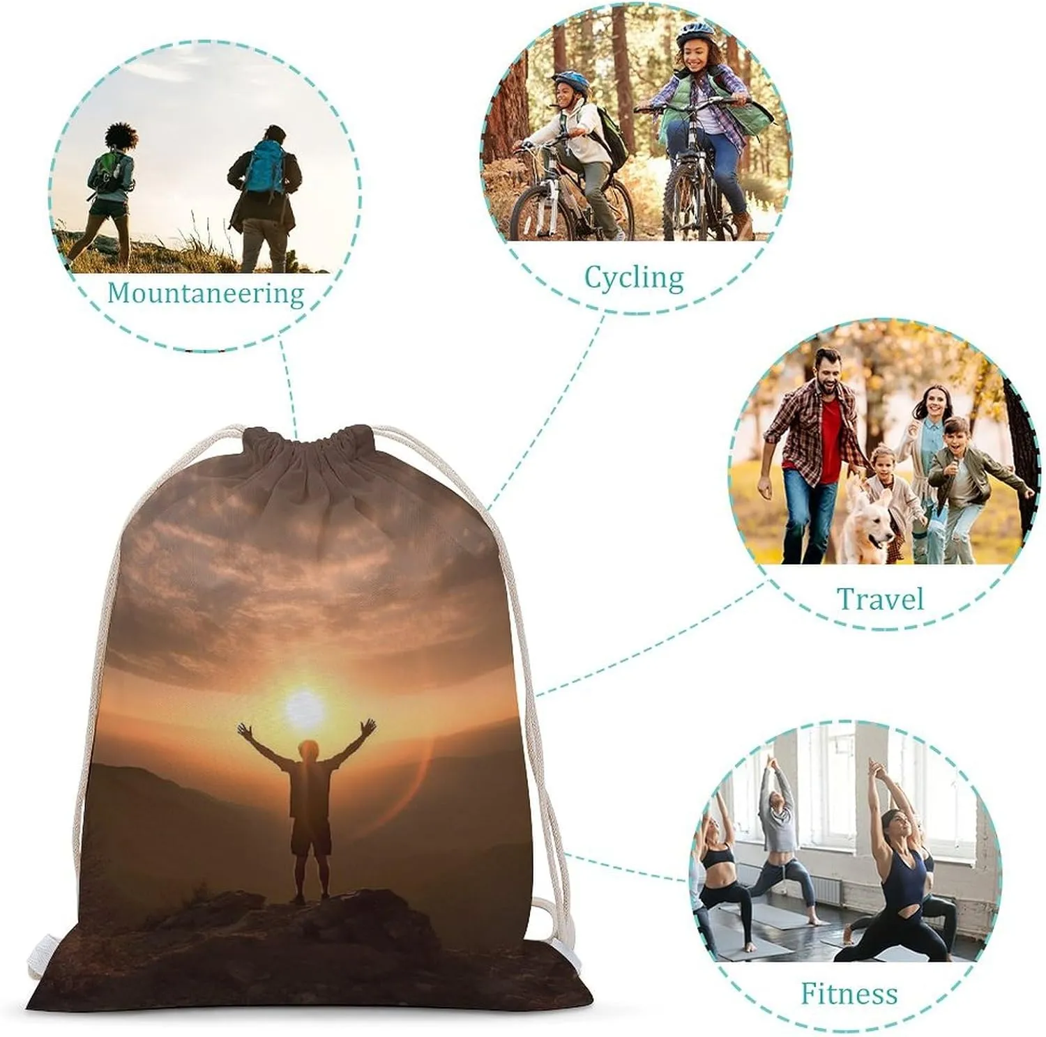 Drawstring Backpack Man Raises His Arms String Bag Sackpack Foldable Backpack Sports Gym Bag for Shopping Yoga