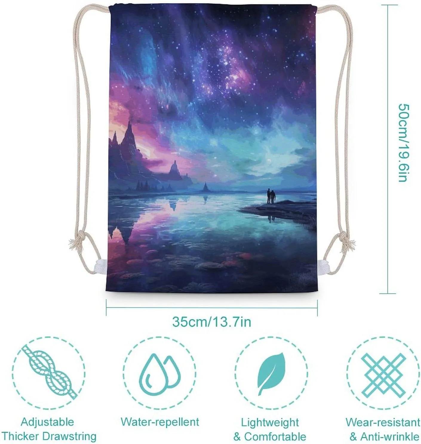 Drawstring Backpack Northern Lights String Bag Sackpack Foldable Backpack Sports Gym Bag for Shopping Yoga