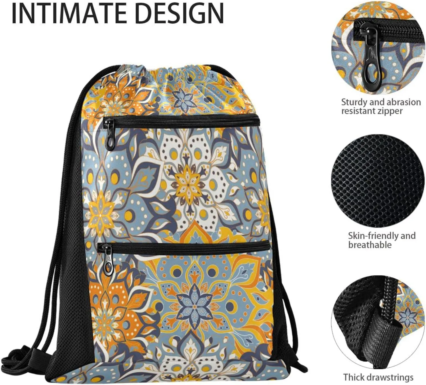 Drawstring Backpack String Bag Gym Drawstring Bags for Men Women Sports Travel Swimming Beach Shopping Yoga Yoga Mandala