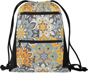 Drawstring Backpack String Bag Gym Drawstring Bags for Men Women Sports Travel Swimming Beach Shopping Yoga Yoga Mandala
