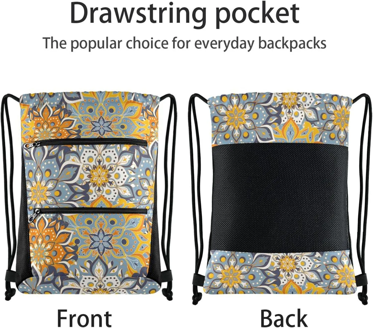 Drawstring Backpack String Bag Gym Drawstring Bags for Men Women Sports Travel Swimming Beach Shopping Yoga Yoga Mandala