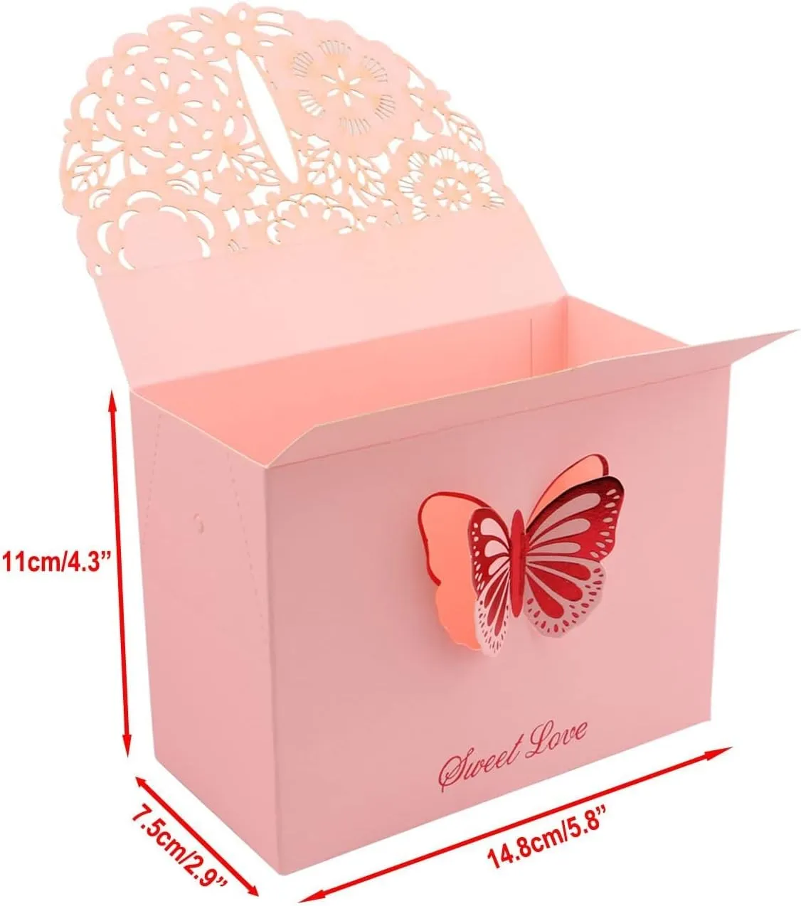 Driew Butterflies Purse Party Favor bags, 20 Pack Baby Shower Candy Gift Chocolate Favor Box Set with Handle for Wedding Decorative, Anniversary, Birthday Parties, Bridal Showers - Pink, 5.8"x2.9"x4.3"