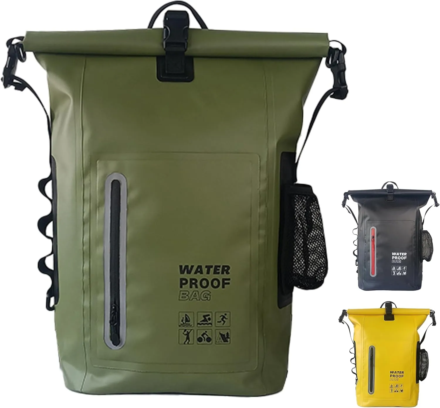 Dry Bag Waterproof 25L-Floating&Lightweight Dry Sack for Women Waterproof Backpack for Kayaking, Boating, Fishing, Swimming, Camping, Hiking-Roll-Top Seal&Adjustable Shoulder Straps (Olive Green)