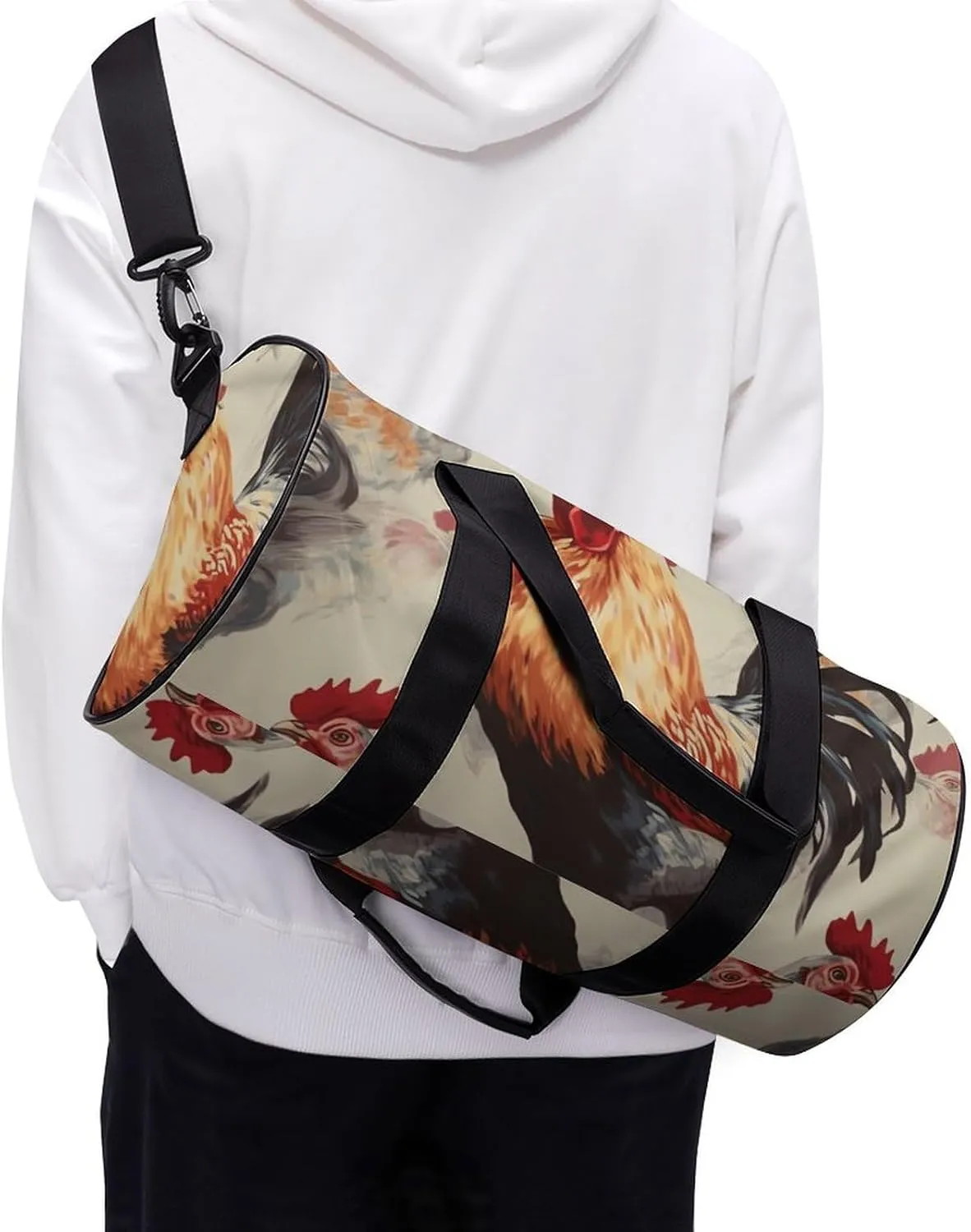 Duffel Bag for Men Women Gym Bag Animal Art Chicken Painting Travel Duffel Bag Waterproof Overnight Bag for Sports Workout