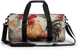 Duffel Bag for Men Women Gym Bag Animal Art Chicken Painting Travel Duffel Bag Waterproof Overnight Bag for Sports Workout