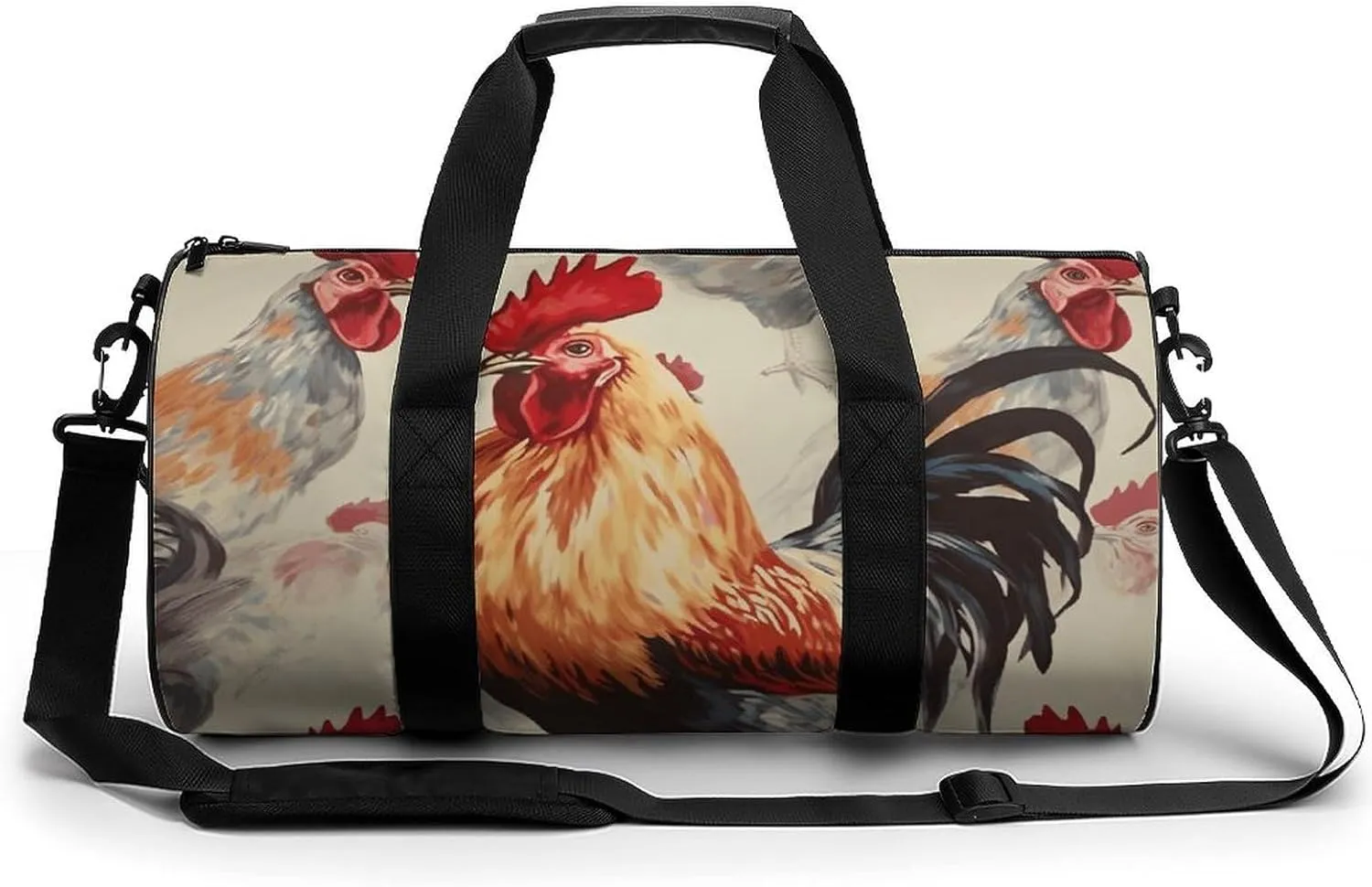 Duffel Bag for Men Women Gym Bag Animal Art Chicken Painting Travel Duffel Bag Waterproof Overnight Bag for Sports Workout