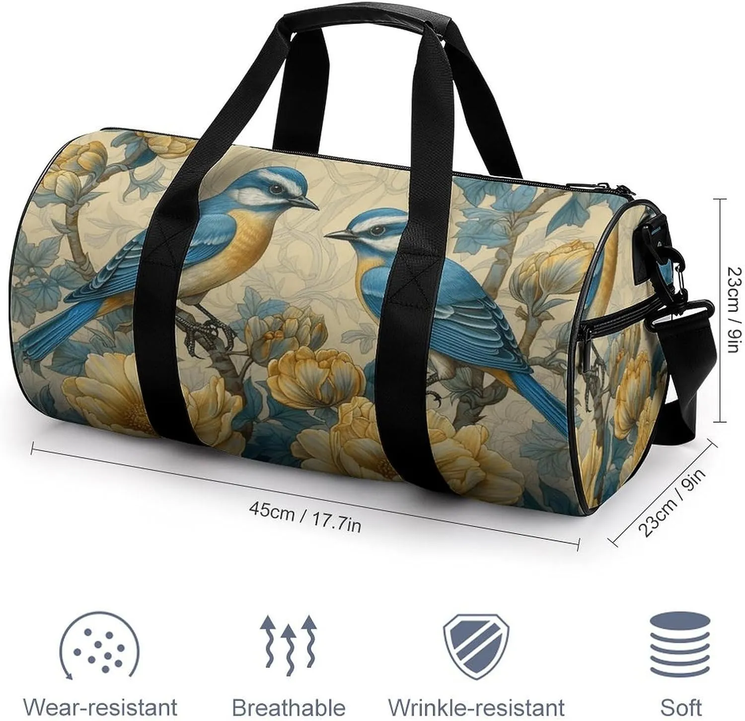 Duffel Bag for Men Women Gym Bag Bird Style Painting Travel Duffel Bag Waterproof Overnight Bag for Sports Workout
