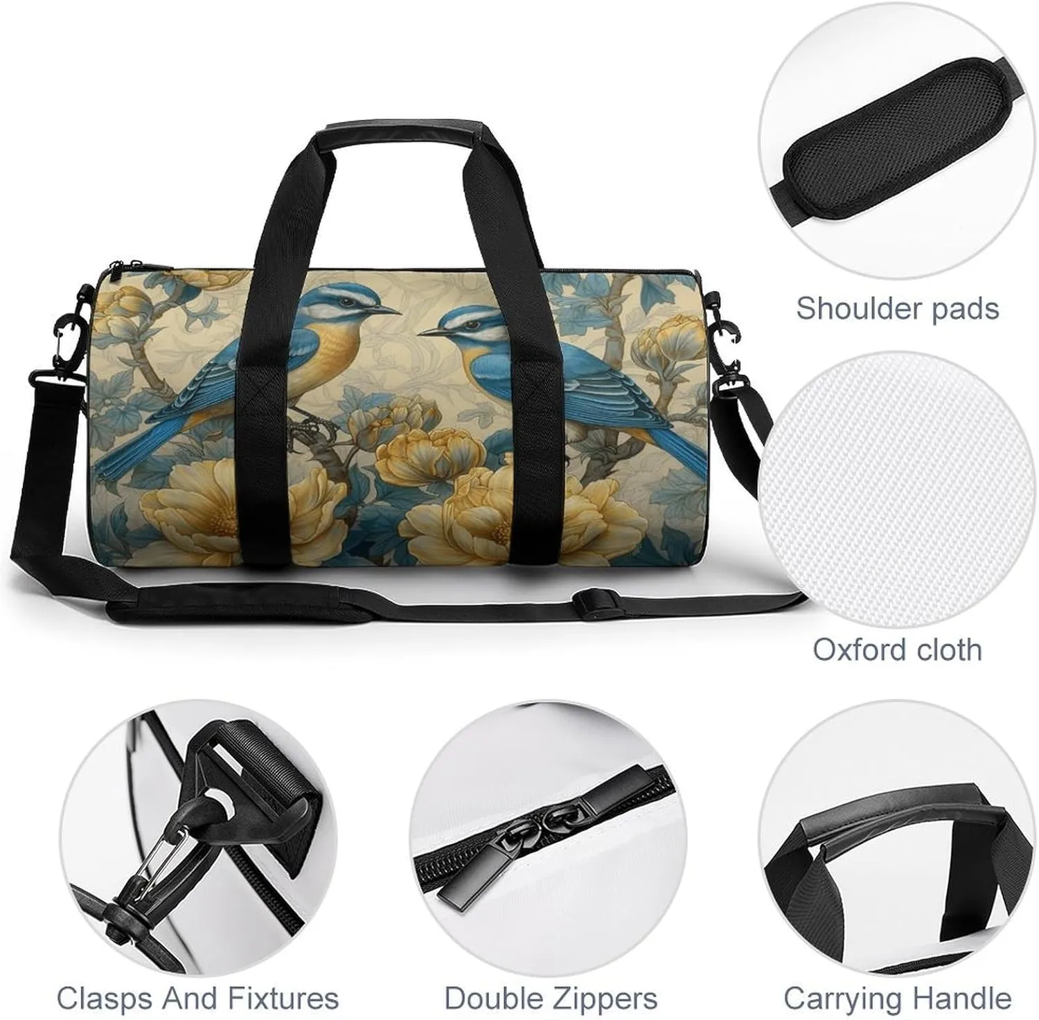 Duffel Bag for Men Women Gym Bag Bird Style Painting Travel Duffel Bag Waterproof Overnight Bag for Sports Workout