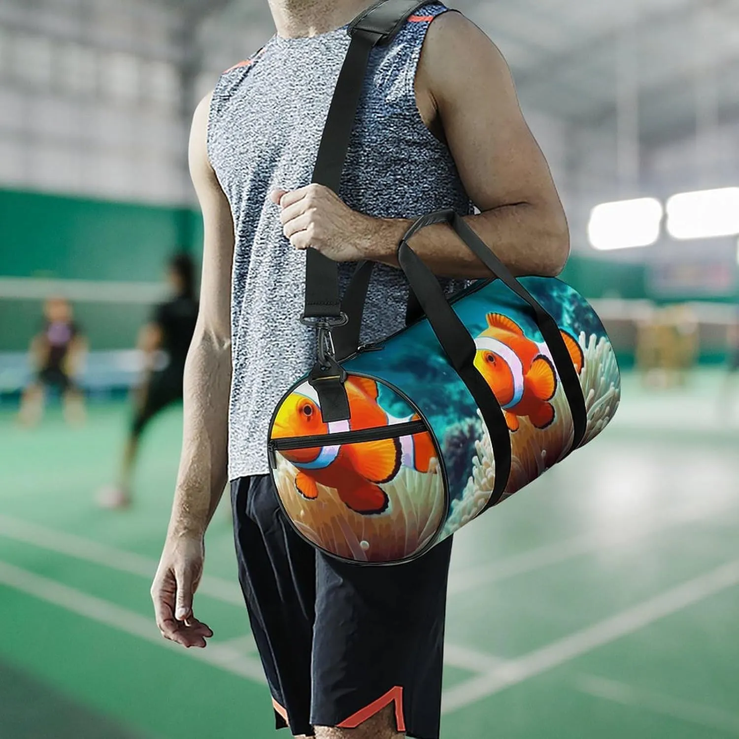 Duffel Bag for Men Women Gym Bag Clown Fish Travel Duffel Bag Waterproof Overnight Bag for Sports Workout