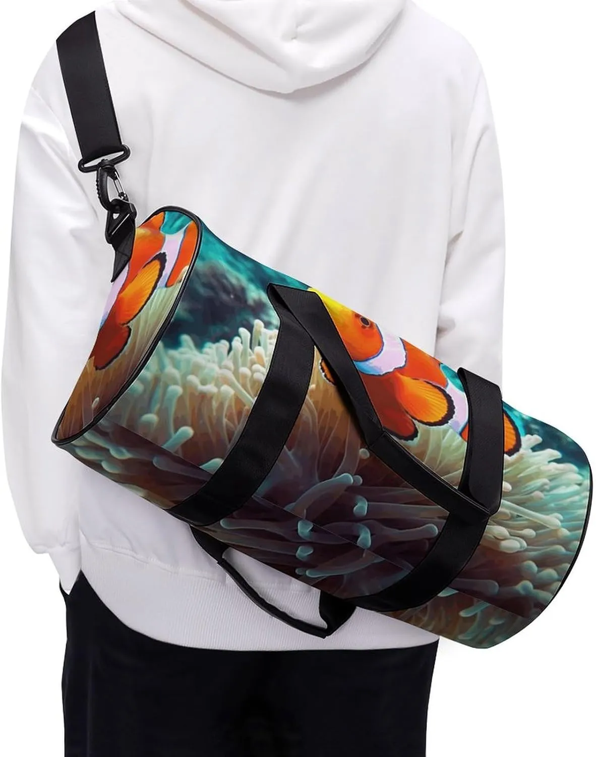 Duffel Bag for Men Women Gym Bag Clown Fish Travel Duffel Bag Waterproof Overnight Bag for Sports Workout