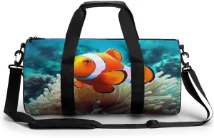 Duffel Bag for Men Women Gym Bag Clown Fish Travel Duffel Bag Waterproof Overnight Bag for Sports Workout