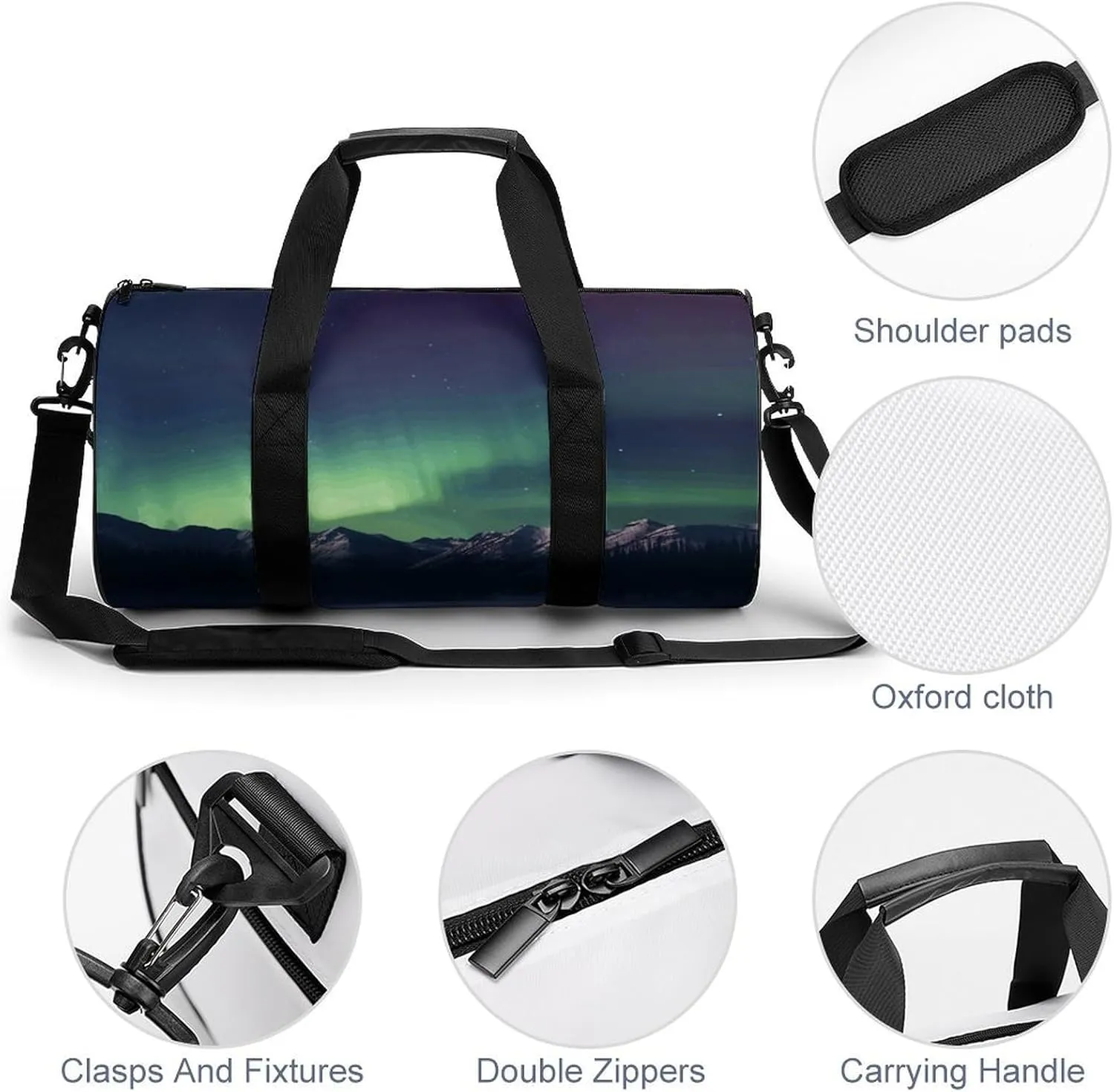 Duffel Bag for Men Women Gym Bag Northern Aurora Night Travel Duffel Bag Waterproof Overnight Bag for Sports Workout