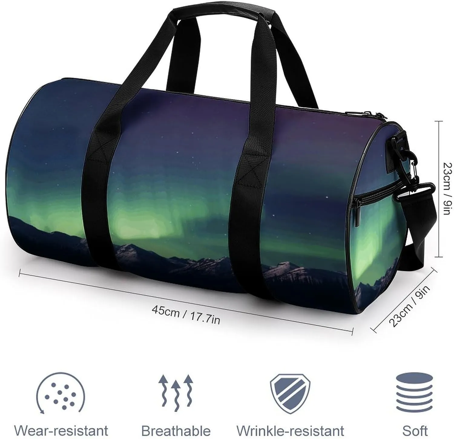 Duffel Bag for Men Women Gym Bag Northern Aurora Night Travel Duffel Bag Waterproof Overnight Bag for Sports Workout