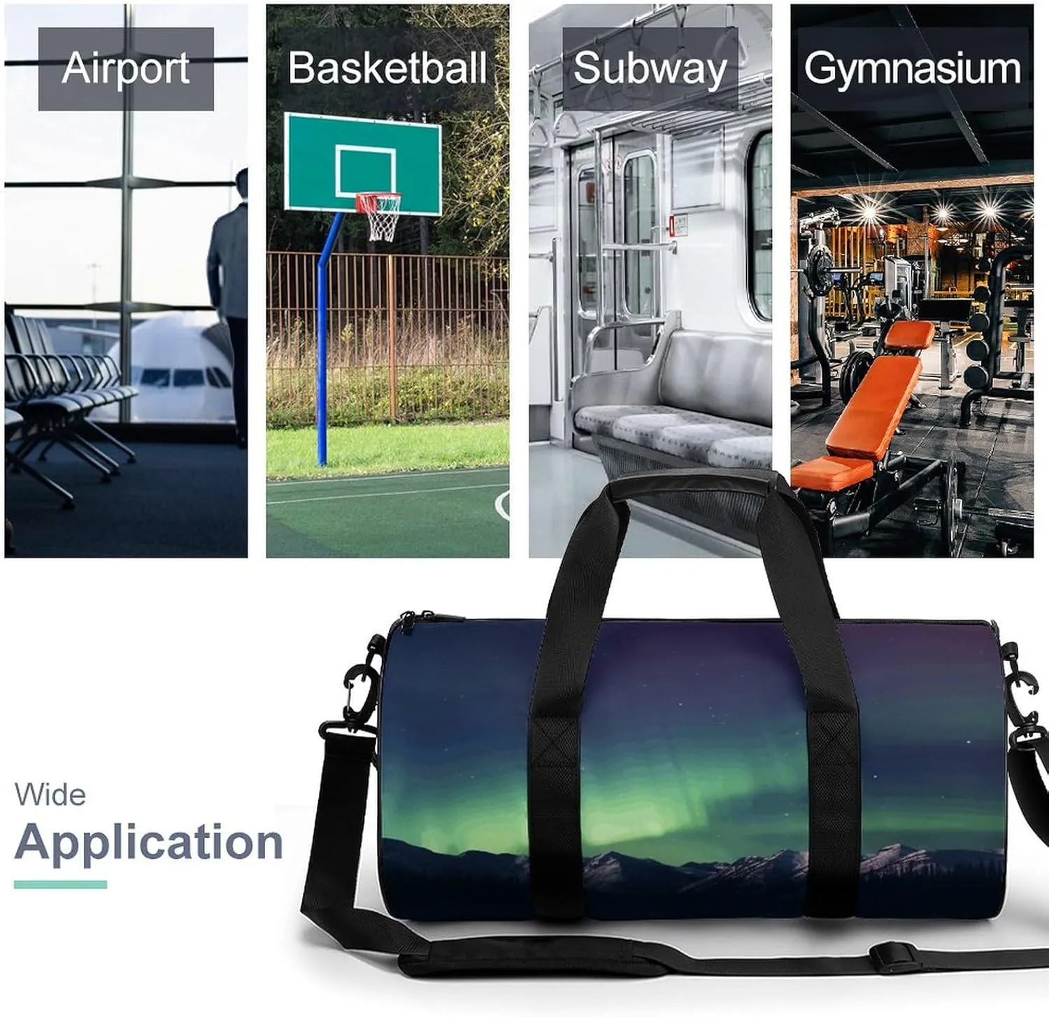 Duffel Bag for Men Women Gym Bag Northern Aurora Night Travel Duffel Bag Waterproof Overnight Bag for Sports Workout