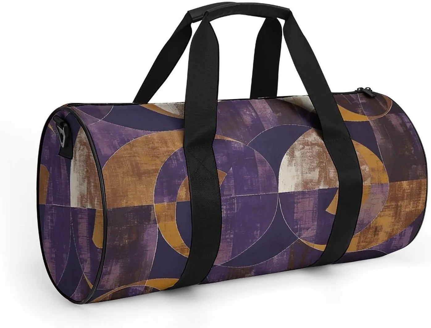 Duffel Bag for Men Women Gym Bag Purple And Brown Circles Travel Duffel Bag Waterproof Overnight Bag for Sports Workout