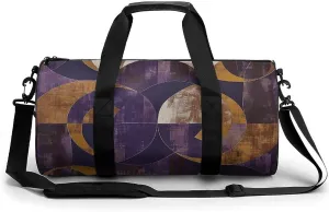 Duffel Bag for Men Women Gym Bag Purple And Brown Circles Travel Duffel Bag Waterproof Overnight Bag for Sports Workout