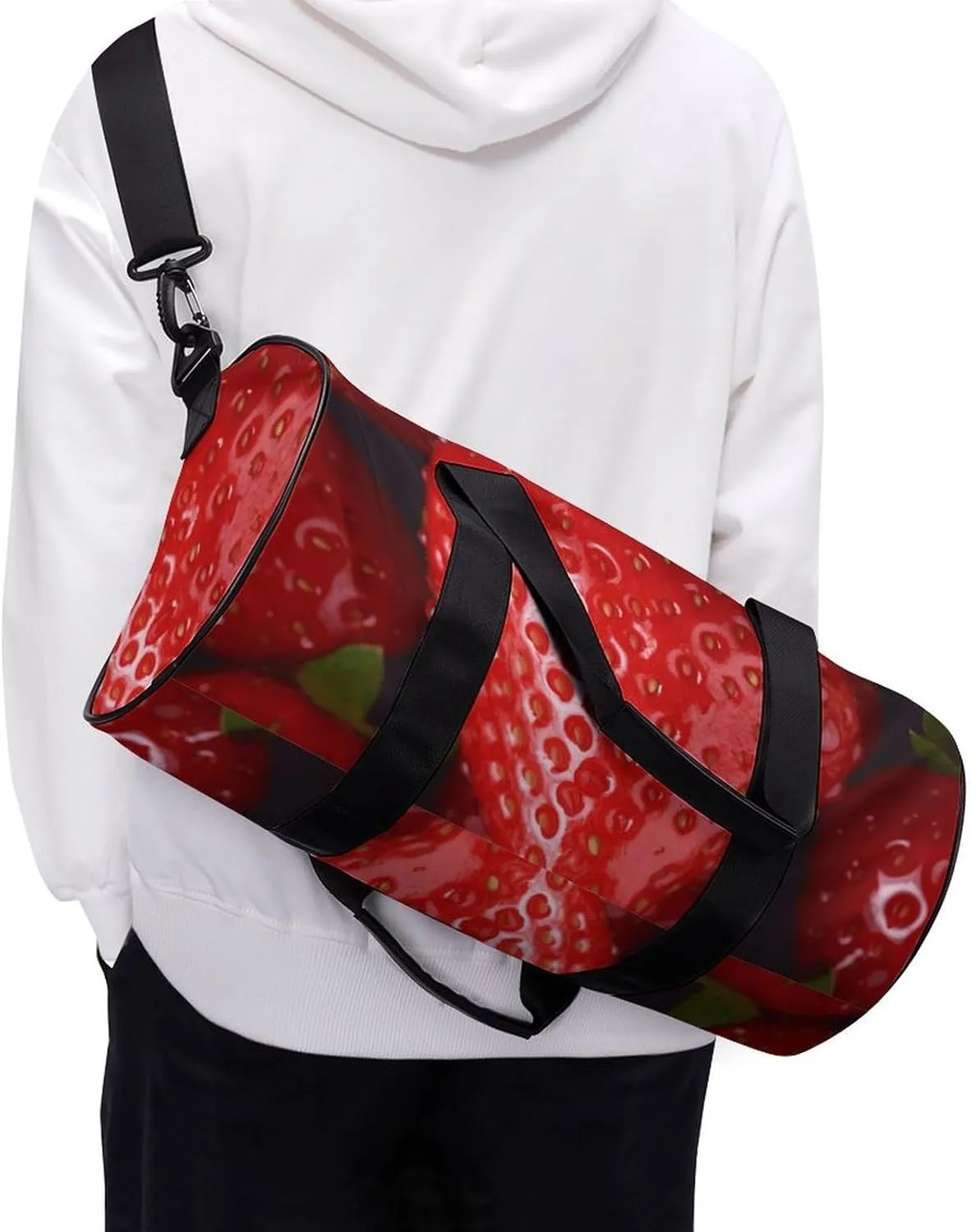 Duffel Bag for Men Women Gym Bag Red Strawberry Travel Duffel Bag Waterproof Overnight Bag for Sports Workout