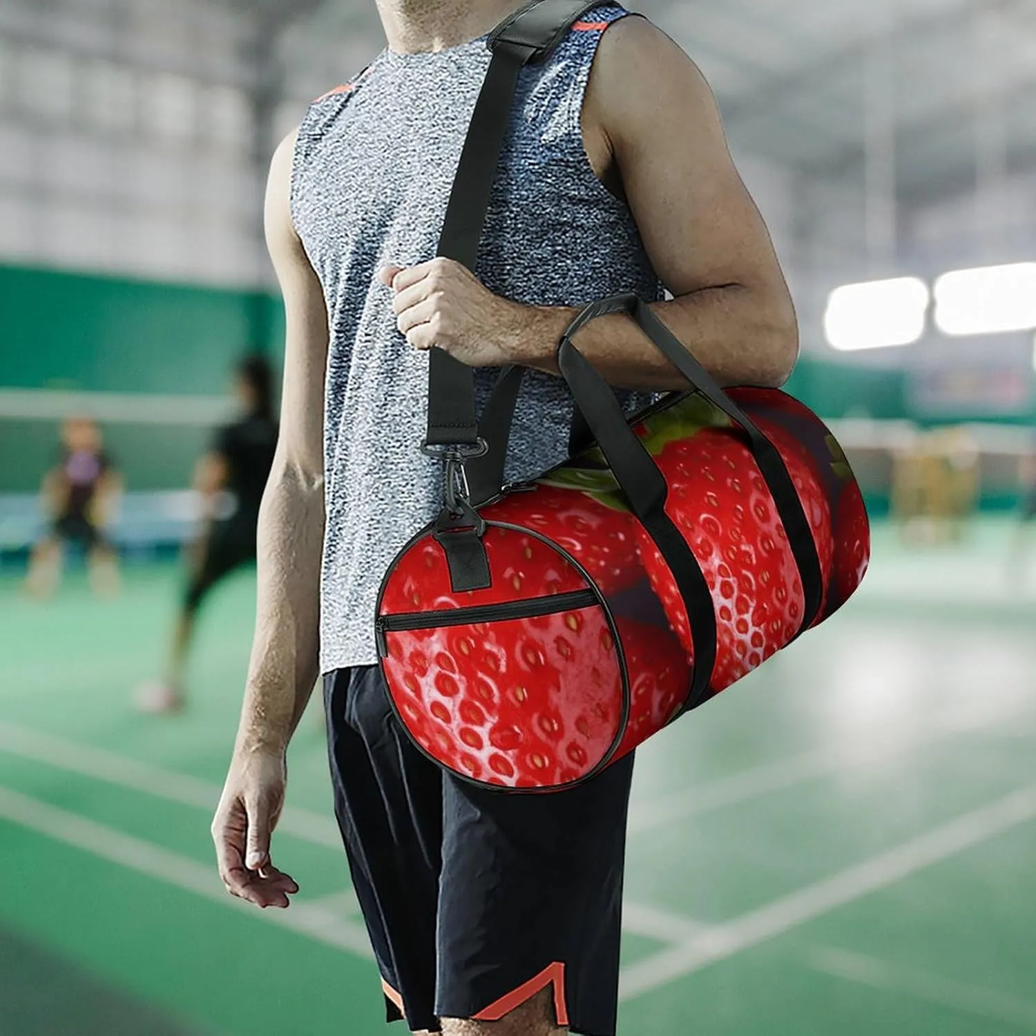 Duffel Bag for Men Women Gym Bag Red Strawberry Travel Duffel Bag Waterproof Overnight Bag for Sports Workout