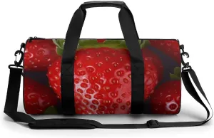 Duffel Bag for Men Women Gym Bag Red Strawberry Travel Duffel Bag Waterproof Overnight Bag for Sports Workout