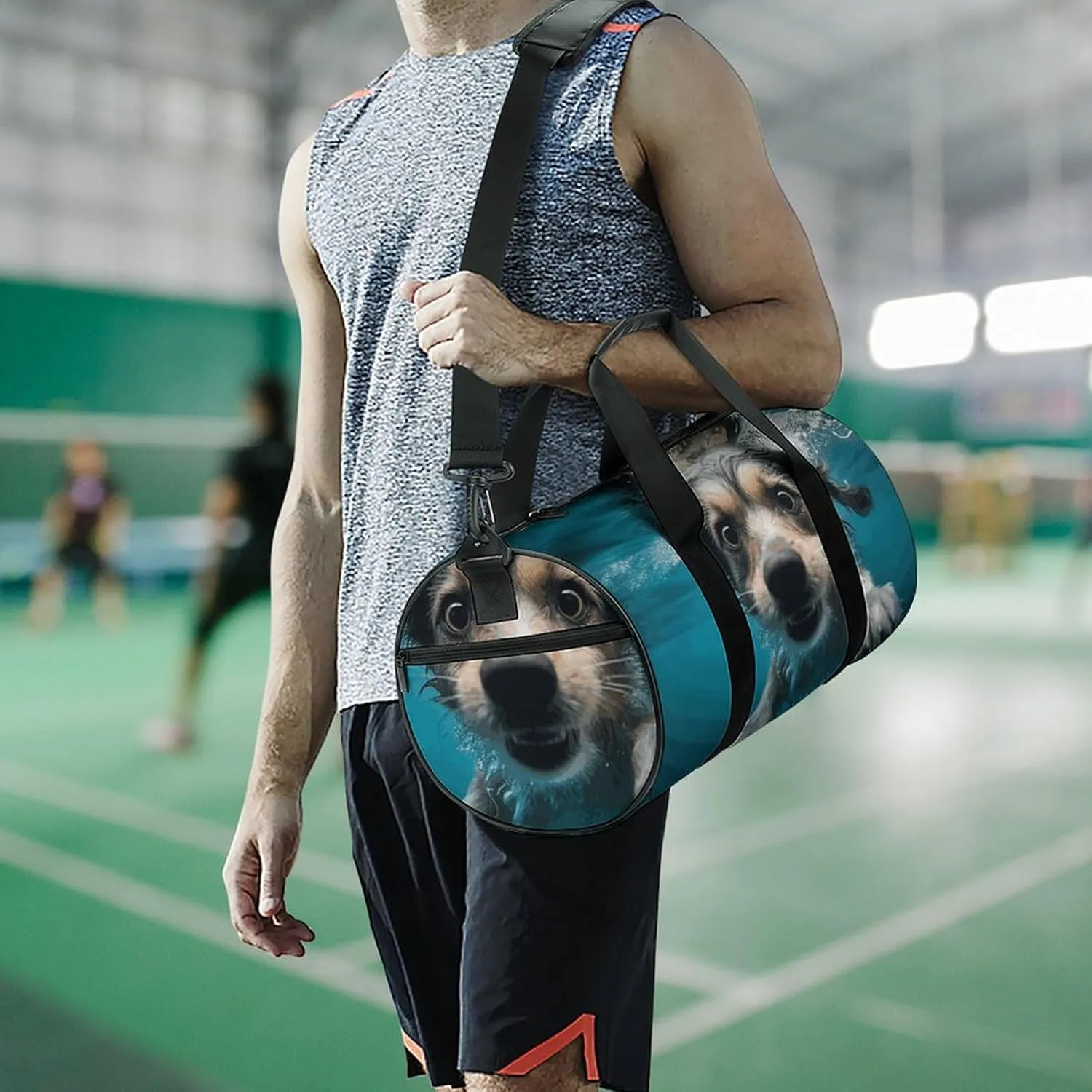 Duffel Bag for Men Women Gym Bag Underwater Dog Travel Duffel Bag Waterproof Overnight Bag for Sports Workout